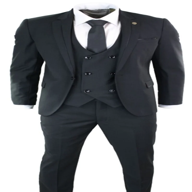 Черные мужские костюмы 3 шт 2 кнопки костюм Homme Slim Fit Марк Дарси смокинг двубортный Свадебный или Выпускной костюм