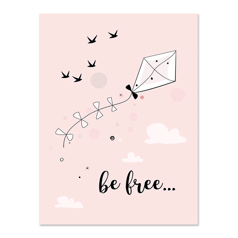 Pink-Baby-Girl-Room-Decor-Nordic-Kids-Poster-For-Children-Nursery-Wall-Art-Cartoon-Kite-Pictures (8)