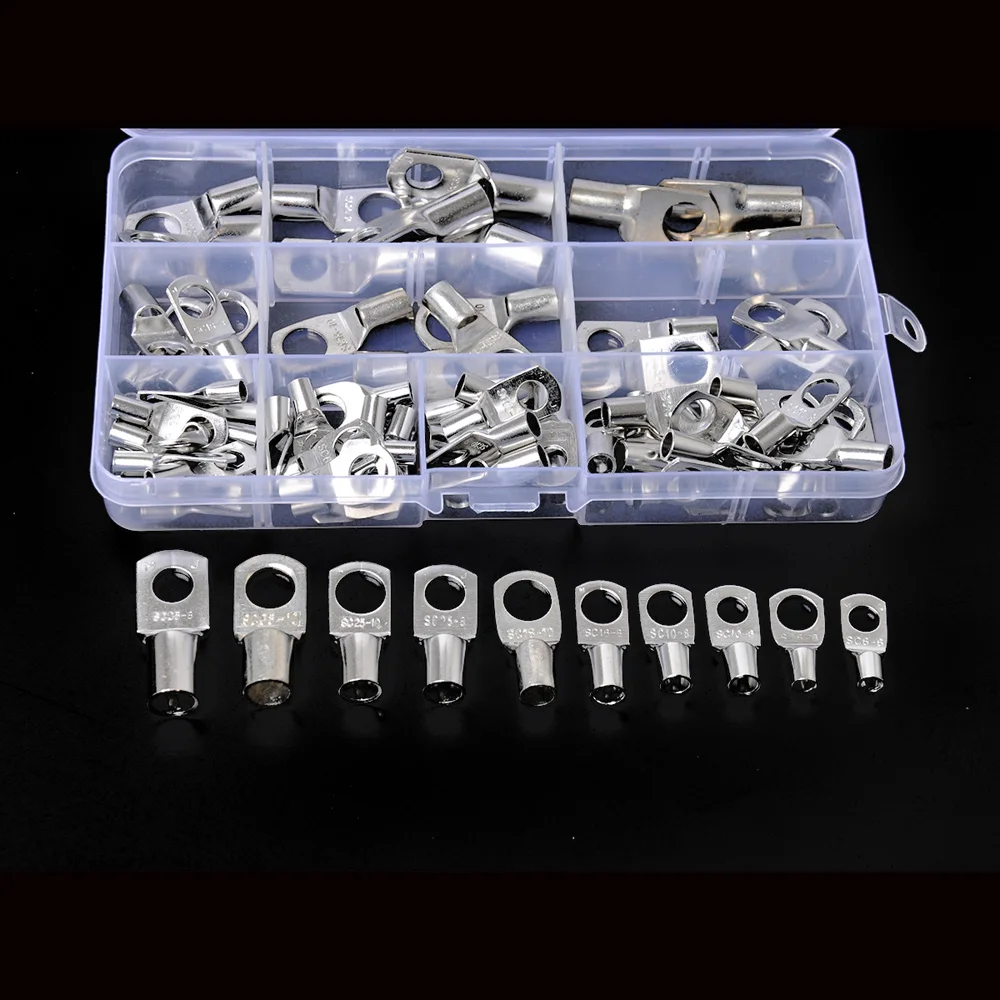 100//60 Copper Tube Terminals Terminal Battery Welding Cable Lug Ring Crimp Kit