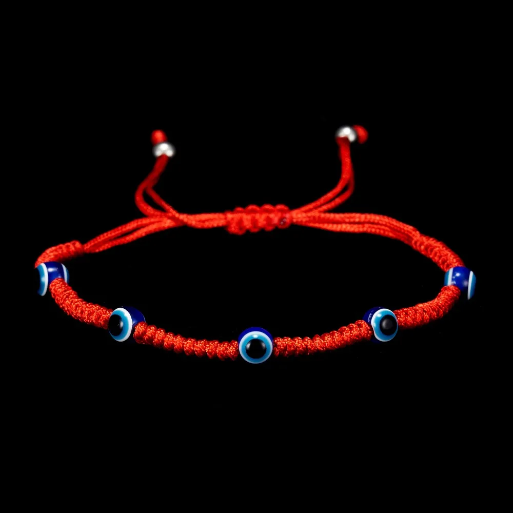 Rinhoo Charm Turkish Evil Eye Hand Braided Red Thread String Bracelet Women Men Lucky Red Rope Adjustable Bracelet Jewelry Gifts