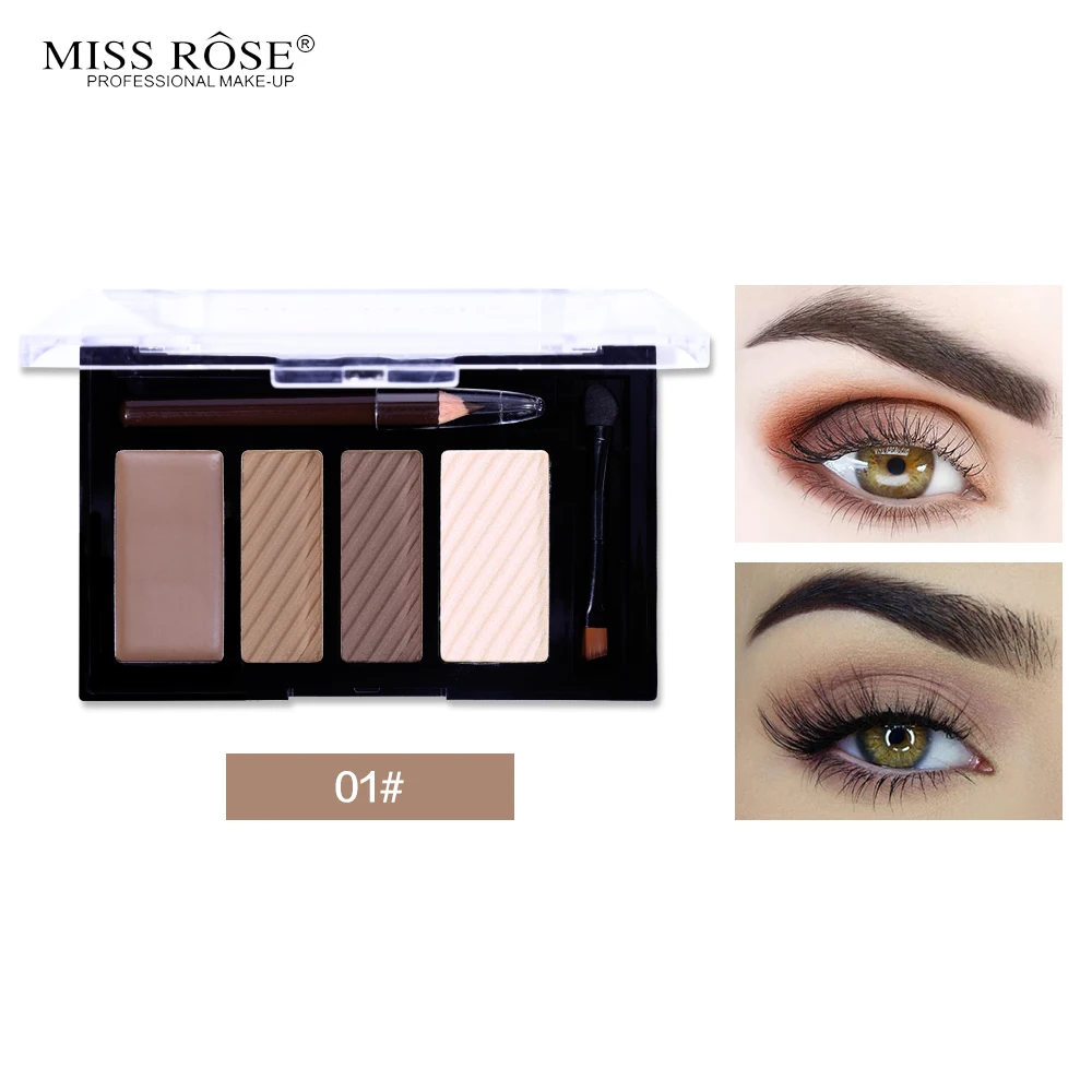Miss Rose, 2 цвета, пудра для бровей, водонепроницаемый, стойкий для бровей, крем+ карандаш для бровей, хайлайтер, набор