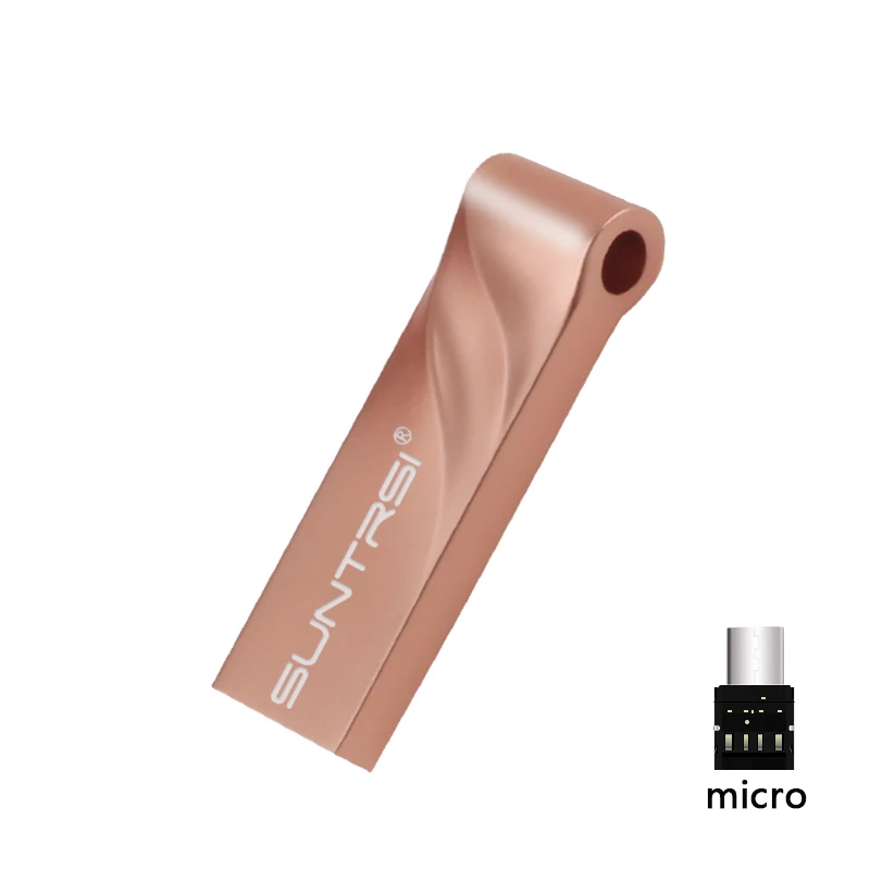 Pink Micro Suntrsi флеш-диск USB 2,0 металлический спиральный дизайн текстура желтое золото цвет матовый черный 64 ГБ высокоскоростной флеш-накопитель - Цвет: Pink Micro