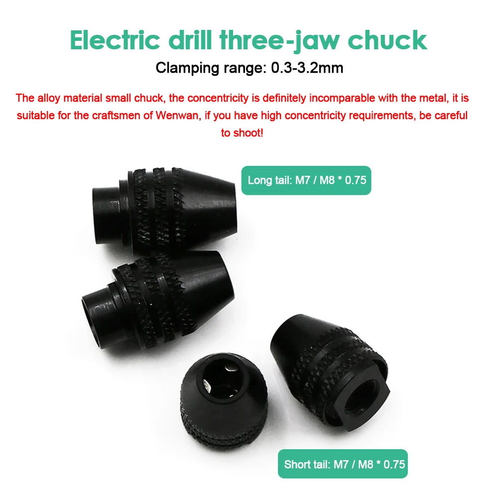 Keyless Drill Bit Chuck for Rotary Power Tools 7.9 M8 Thread Adapter 0.3-3.2mm 
