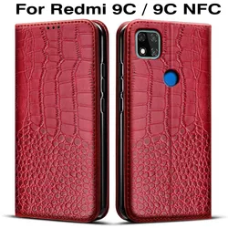 Flip Leather Silicone TPU Phone Case Cover - Protective and Stylish - Redmi 9C - 9C NFC (Red - 9C (9C NFC))