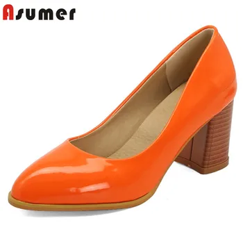

ASUMER 2020 new arrive women pumps pointed toe spring summer single shoes slip on high heels dress party shoes woman big size