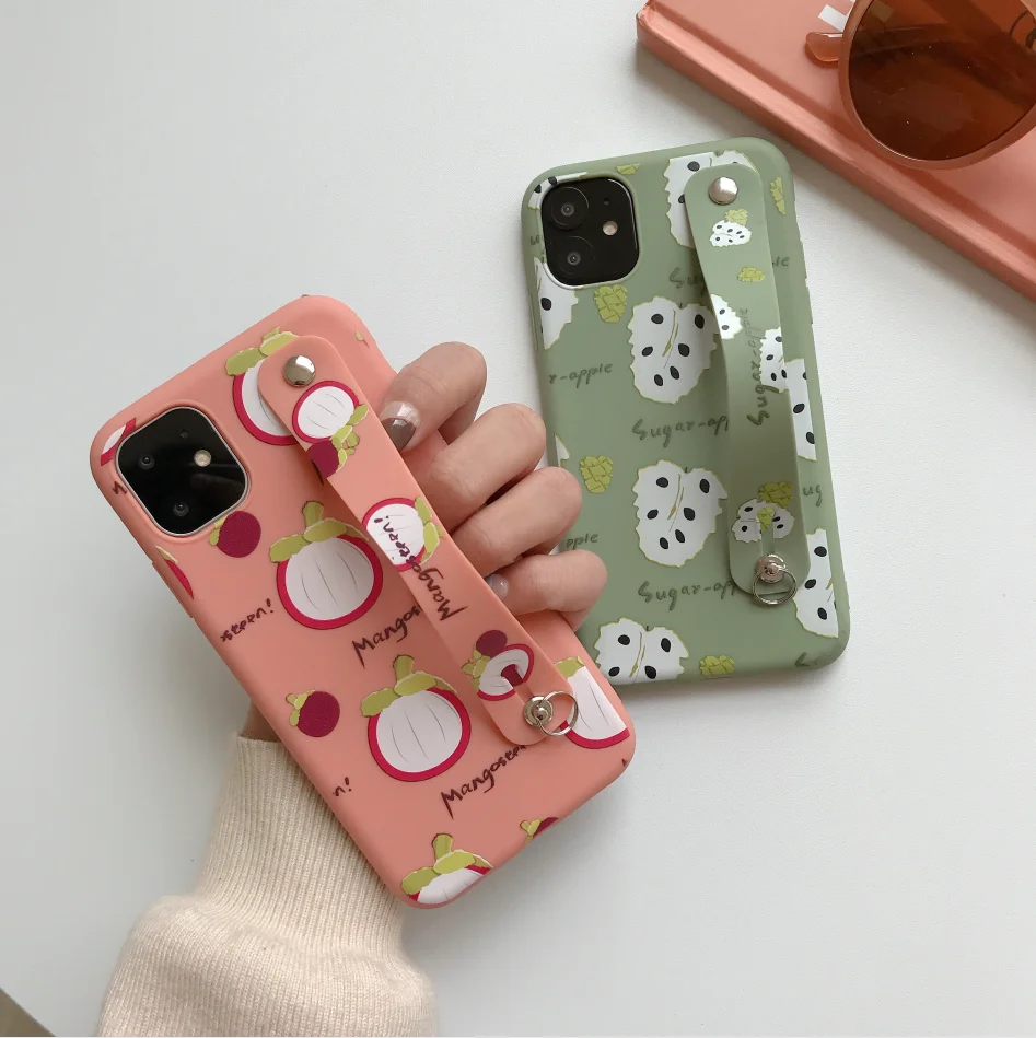 for iPhone11 XS MAX XR X 8 7 6 6s plus soft protective cover stand wristband coverstylish and cute mangosteen mobile phone case | Мобильные