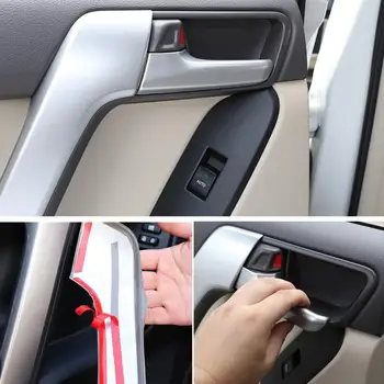 

4Pcs Car Interior Door Handle Trim Decoration Cover Frame Silver Chrome For Toyota Land Cruiser Prado J150 2010-2018