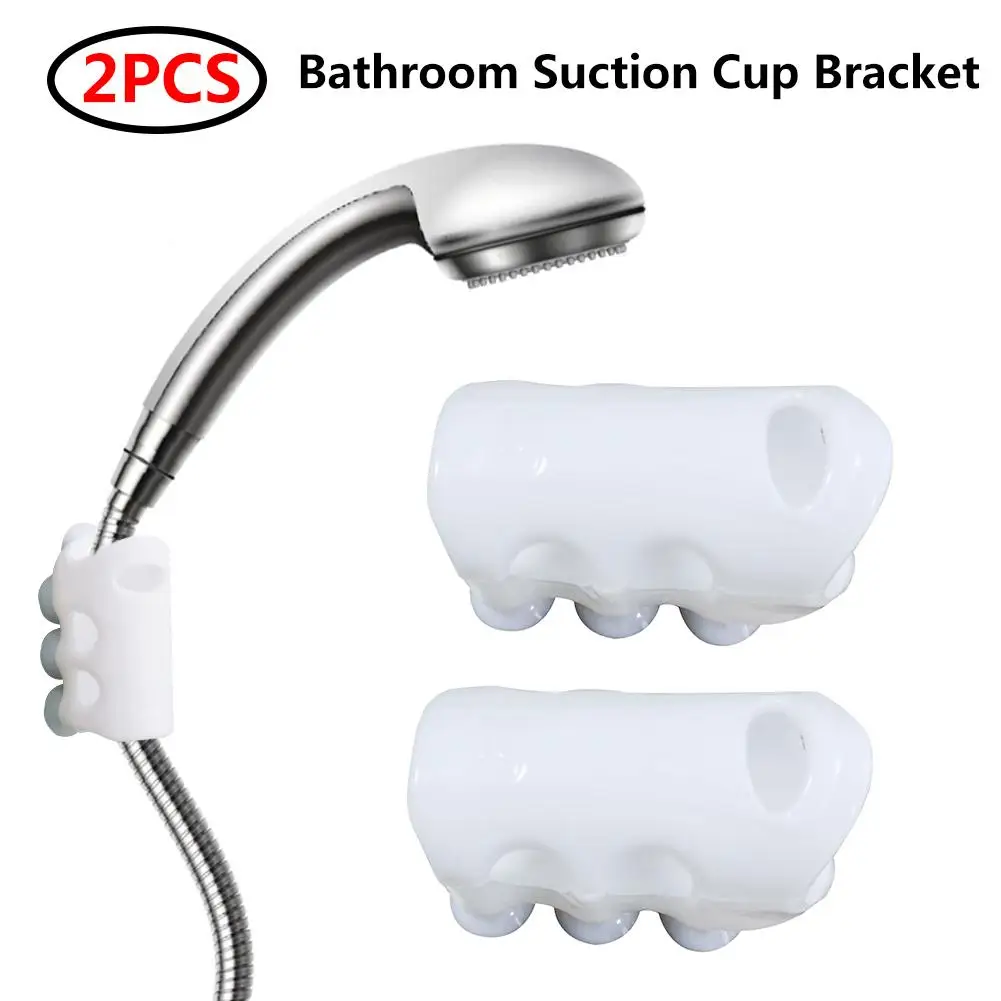

2PC No-drilling Bathroom Strong Attachable Shower Head Holder Movable Bracket Powerful Suction ShowerSeat Chuck Holder