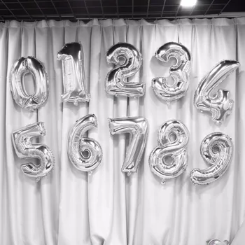 

HOT Inflatable Silver Digit Number Foil Mylar Balloon for Wall Decoration Wedding Christmas Decor Event Party Air Balloons