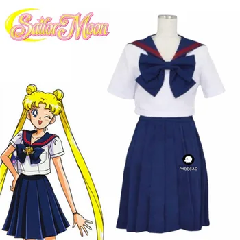 

Sailor Moon Tsukino Usagi School Uniform Sailor Suit Tops Dress Outfit Anime Cosplay Costumes