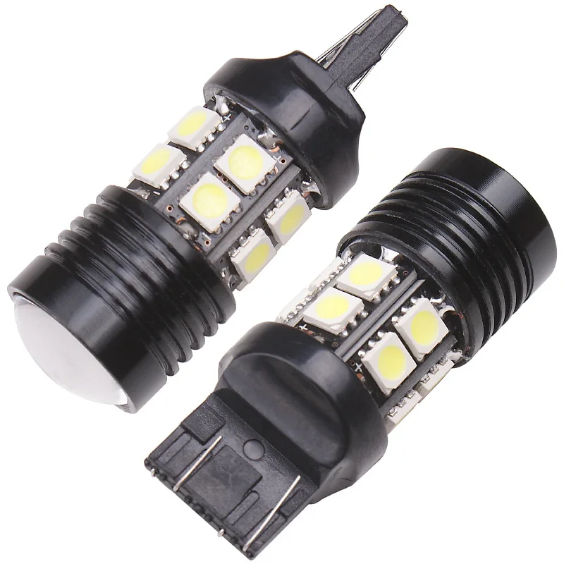 

Hot Sales Universal Vehicle LED Reversing Light Turn Signal Black Front T20 5050 12SMD Cree liu mang deng