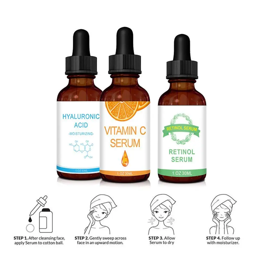Retinol Serum+Vitamin C Serum+Hyaluronic Acid Serum Shrink Pore Moisturizing Skin Care Whitening Anti Aging Face Serum