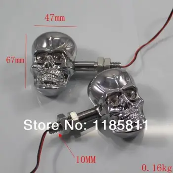 

1 Pair Chrome LED Skull Turn Signal Light for Harley Fatboy Dyna Tour Glide Softail Road King Yamaha XV Raider S Vmax 1200 XV700