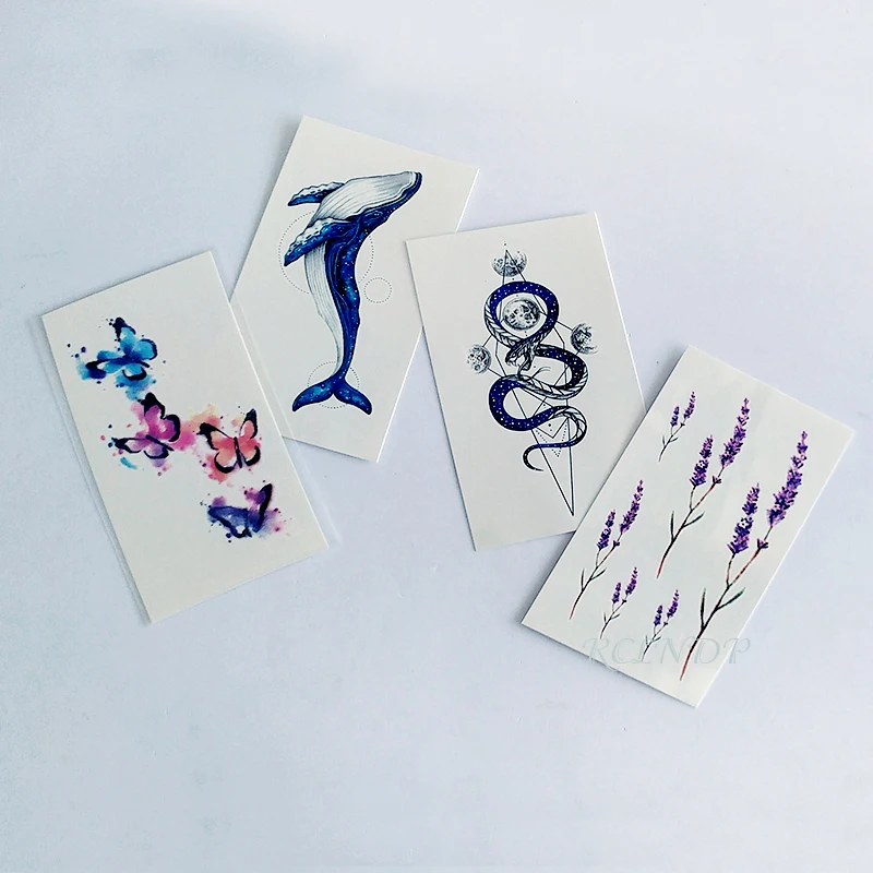 Waterproof Temporary Tattoo Sticker line totem color flower bird letter small tatto flash tatoo fake tattoos for women men kid - Color: Light Grey