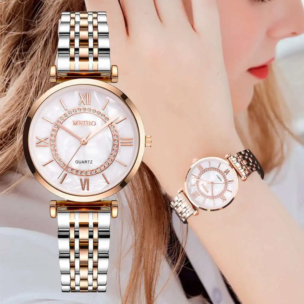 

Temperament ladies roman scale steel band watch 2020 fashion luxury diamond ladies hand women trend fashion watch
