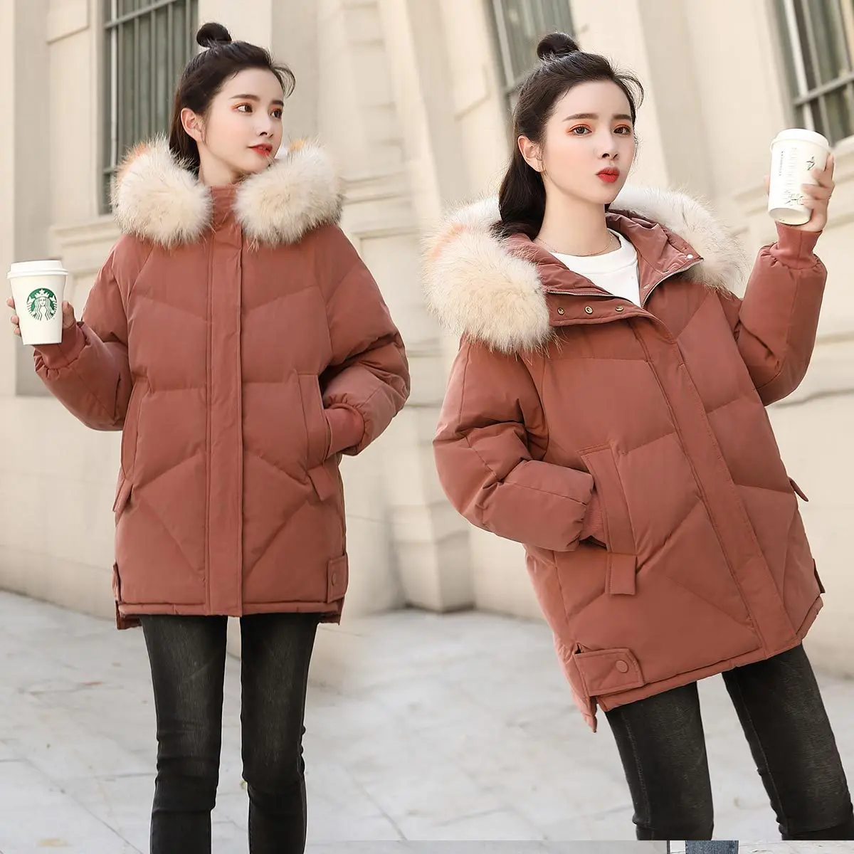 

Sweet Cotton Coat Women's Mid-length Large Size Cotton-padded Clothes Winter 2019 New Style Korean-style Girl'S down Coat Thick