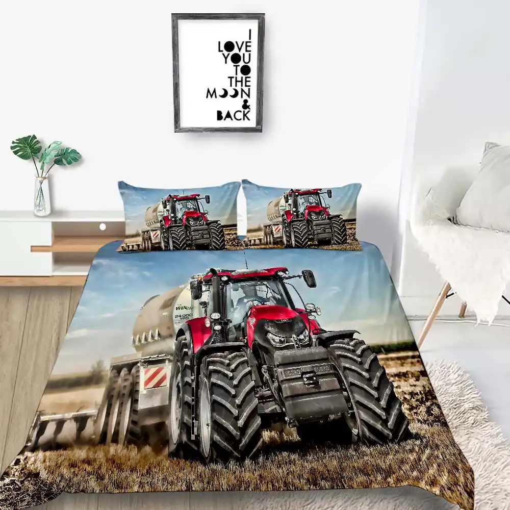 Tractor Bedding Set Queen Size Lifelike Cool Fashionable Duvet