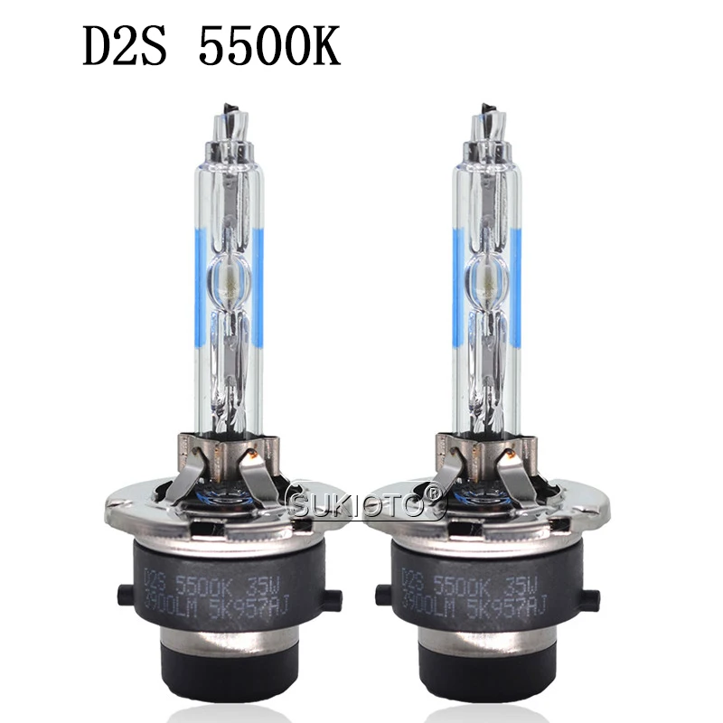 SUKIOTO 2PCS Original Xenon D2S HID Lamps 35W 55W D4S 5500K Car Headlight Bulb Metal Base Super Bright D2 D4 HID Xenon Light (2)