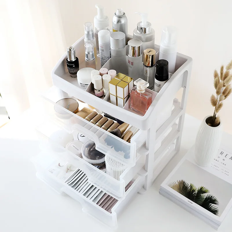 Makeup Organizer Drawers Plastic Cosmetic Storage Box Jewelry Container  Makeup Brush Holder Desktop Sundry Storage Case