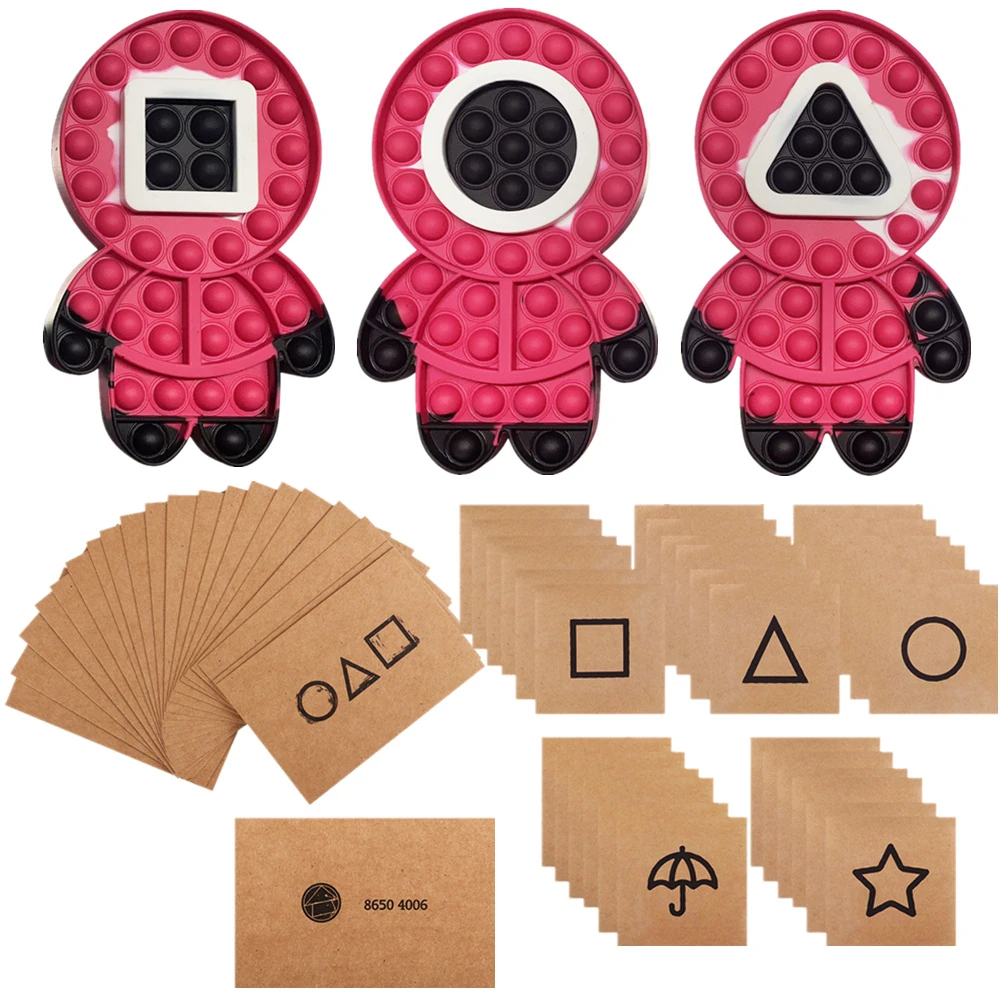 50 Pcs Pop It Fidget Toy Hot Squid Game Invitation Greeting Card  Accessories Business Christmas Sugar Pie Cosplay Popit Toy|Fidget Spinner|  - AliExpress