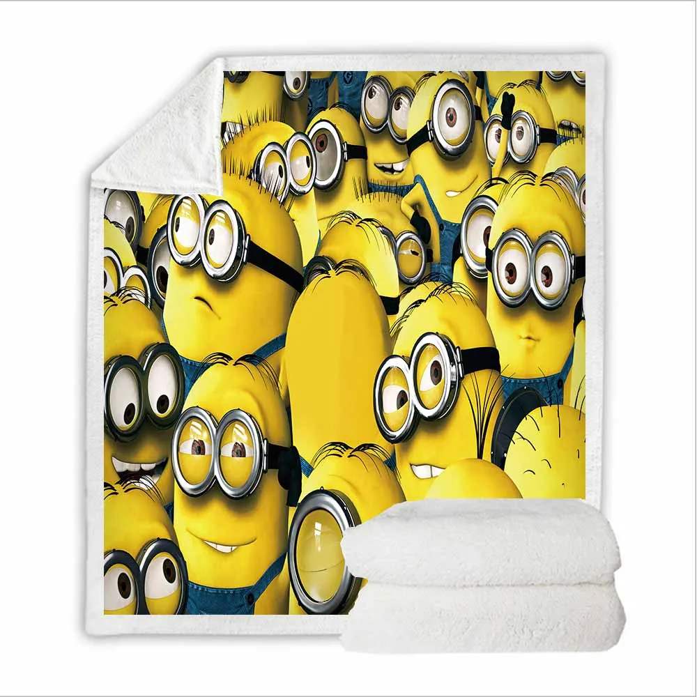Шерпа Флисовое одеяло на диване, диване для подростков, дома, офиса, путешествий, до колена, одеяло, Забавный персонаж, детское постельное белье, 150x200 см, покрывало на кровать