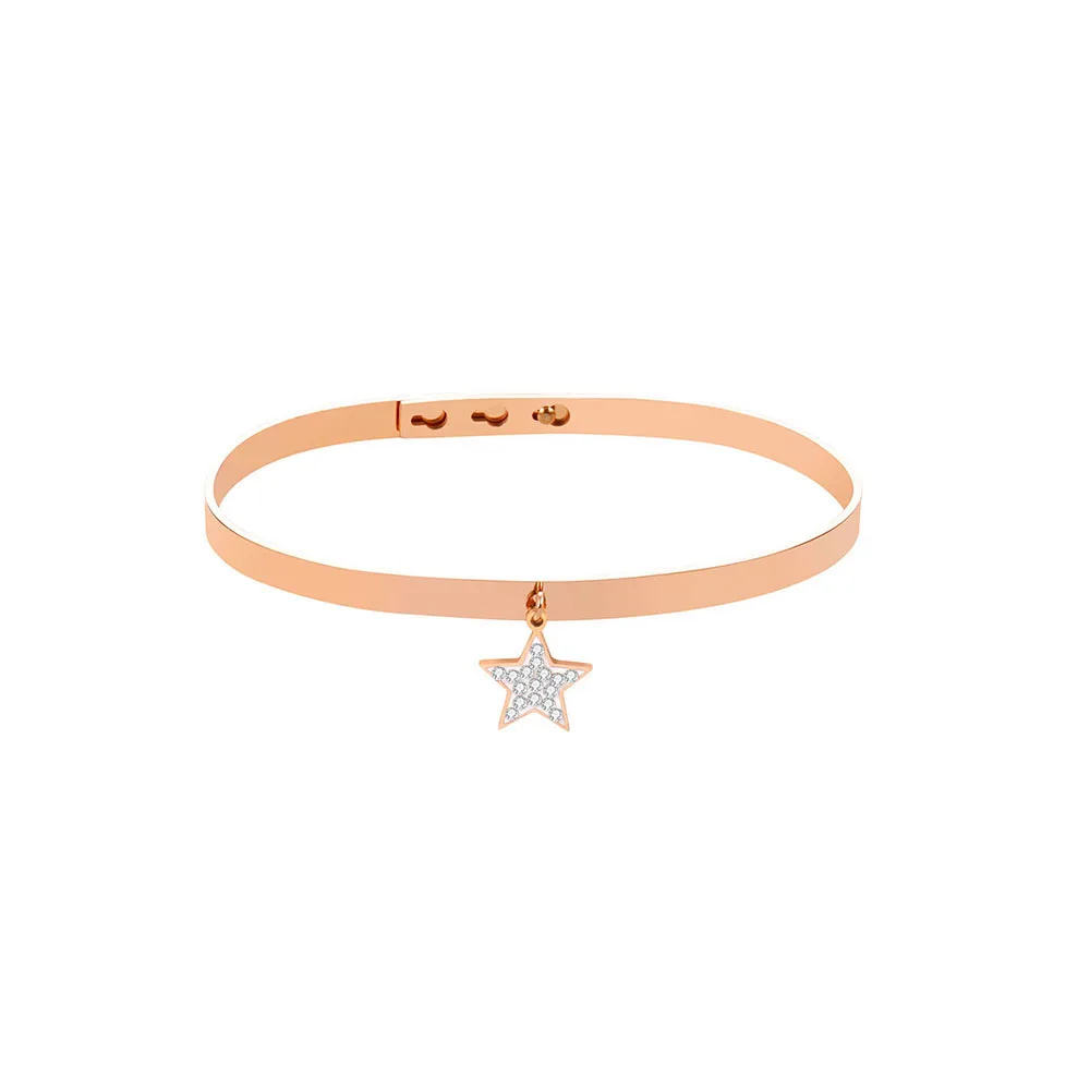 Rose Gold Cuff Women's Bracelet Stainless Steel Bangle for Hand Fashion 2020 Jewellery Accessories Rhinestone Star Charm | Украшения и