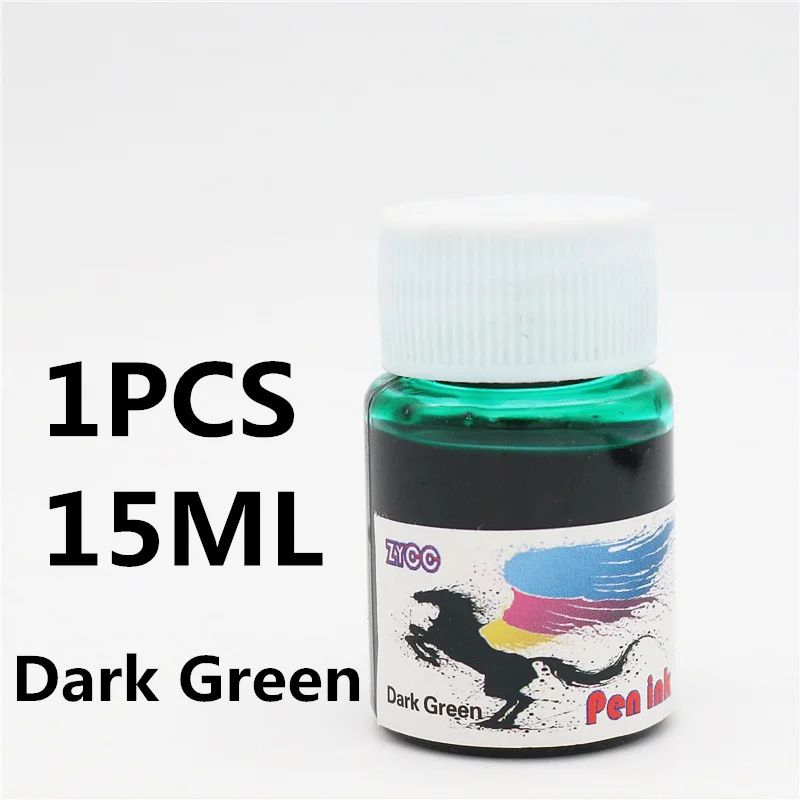Dark green Перьевая ручка чернила в бутылках 15 мл 10 видов цветов портативная ручка качество чернил не повредит ручка - Цвет: Dark green