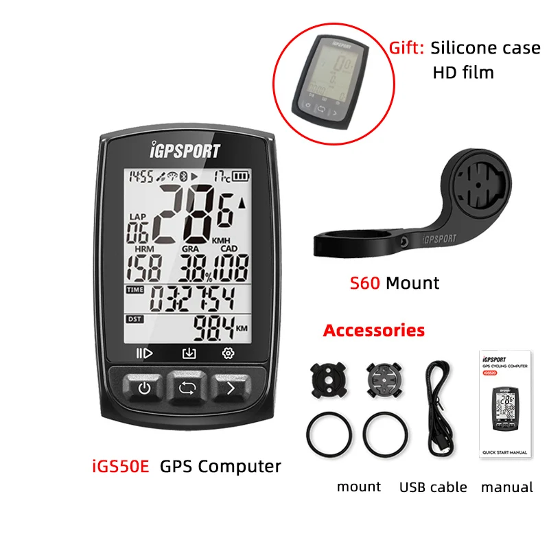 Велокомпьютер iGS50E с поддержкой GPS велосипедный одометр навигация и gps порт спидометр IPX7 200 часов хранения