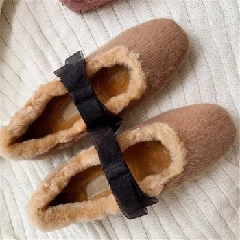 

Winter Flats Butterfly-knot Loafers Women Round Toe Women Shoes Comfort Elegant Ladies Single Shoes Quality Female Shoes 2019
