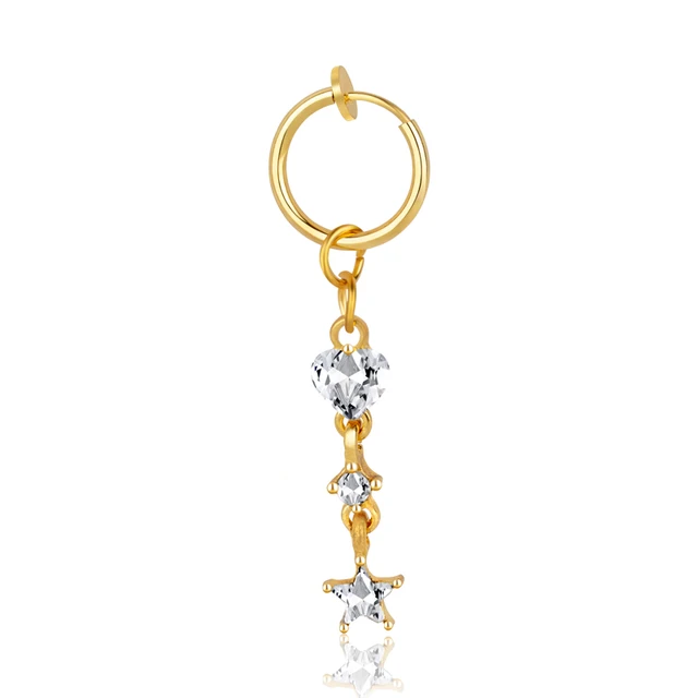 Heart Fake Belly Button Ring Fake Belly Piercing Butterfly Clip On Umbilical Navel Fake Pircing Butterfly Cartilage Earring Clip style1-Gold