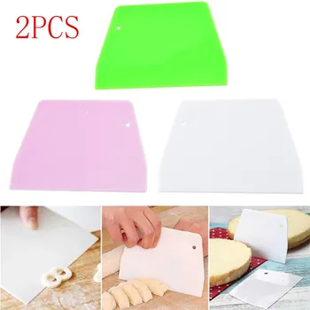 

2PCS Dough Scrapers Cream Smooth Cake Spatula Baking Scraper Multipurpose Kitchen Scrapers for Pizza Dough Pastry Cake Cutter