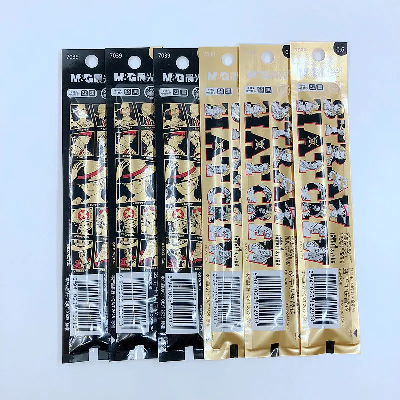6 Refills 4 шт./лот) M& G one piece Аниме Kawaii ручка 0,5 мм черные чернила Милая гелевая ручка в стиле мультфильма для письма школьные офисные принадлежности B6702 - Color: 6 Refills