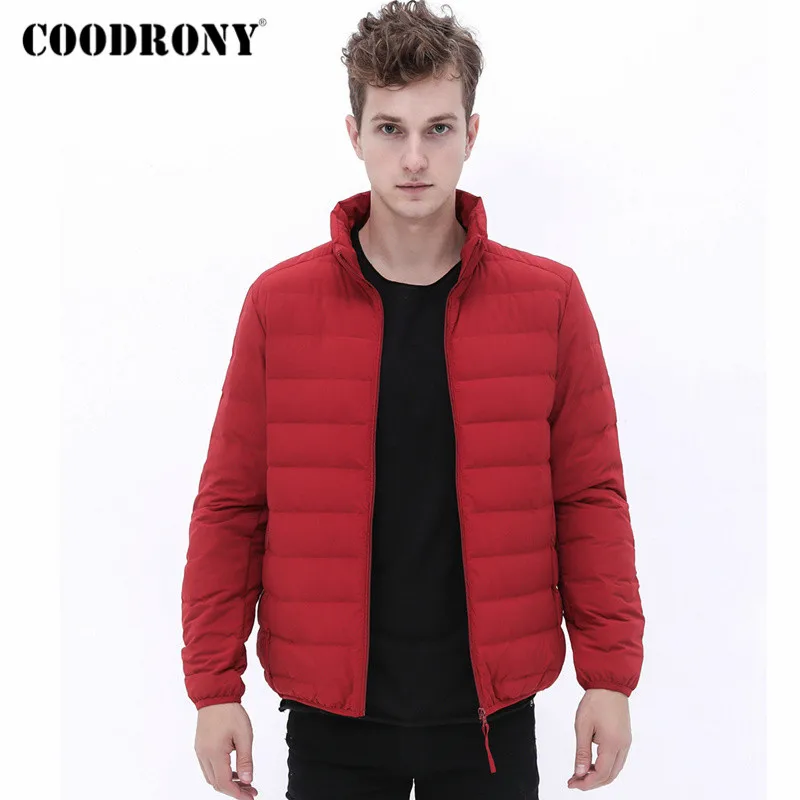 Бренд COODRONY, пуховик на утином пуху, мужская зимняя куртка, пальто с карманами на молнии, Классическая мода, повседневное теплое пальто со стоячим воротником 98020