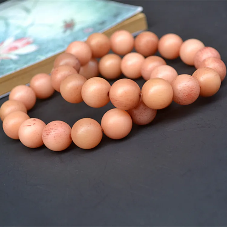 

New Year Work yi qeun Blood OX Bone Green Blood Tadpoles Pattern round Beads 13 Mm Men Bracelets