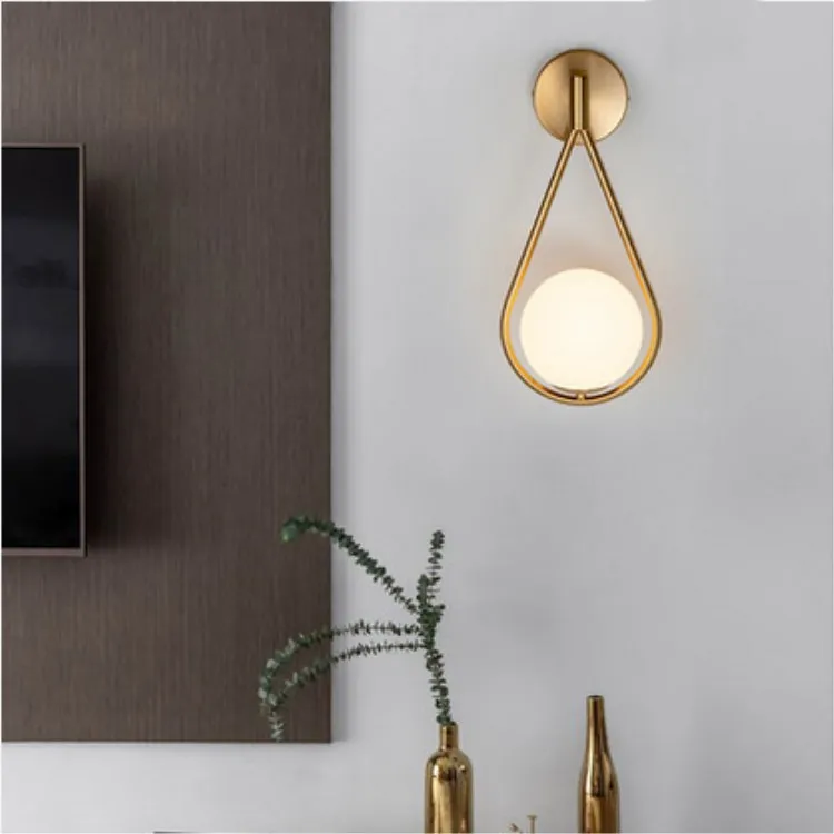 Скандинавский креативный металлический светодиодный настенный светильник с капельками, современный креативный теплый настенный светильник для спальни из белого стекла