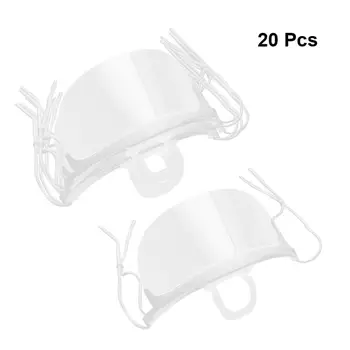 

20PCS Practical Durable Plastic Transparent Antifog Mask Face Mouth Mask Dental Mask for Beauty Salon Restaurant