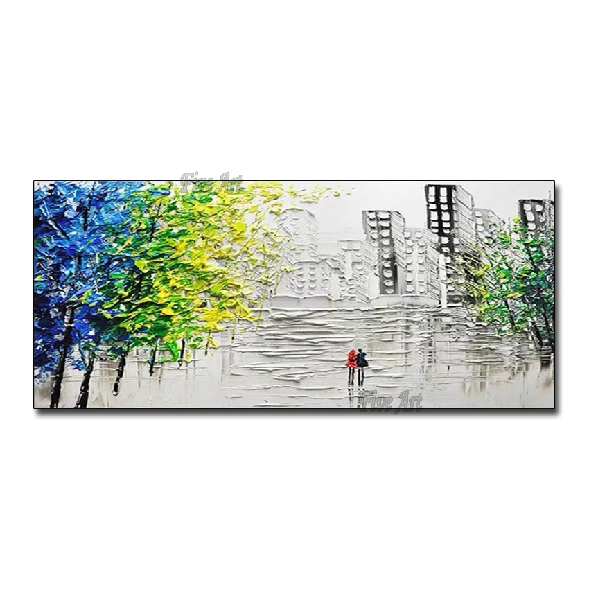 Unframed Art Urban Architecture Knife Oil Painting Foil New Arrival Canvas Wall For Bedroom Home Decor Artwork | Дом и сад