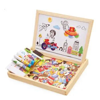 

Children Wooden Drawing Board Magnetic Puzzle Painting Board Educational Toy N1HB