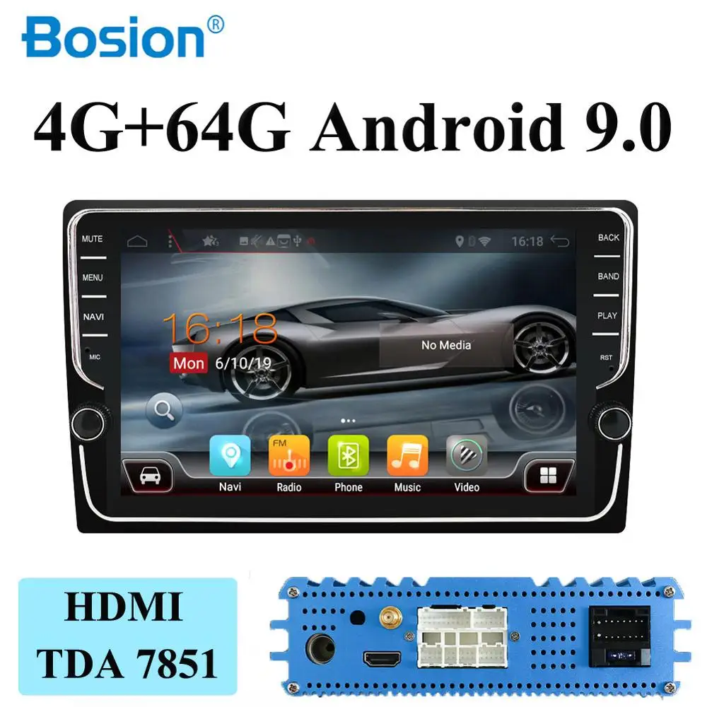 

1 Din 9'' Universal Android 9.0 4GB RAM+64G Car Radio Stereo GPS Navigation WiFi 1024*600 2din Car PC HDMI Video Output