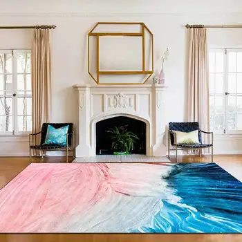 

Soft Carpet For Bed Room Large Rug Modern Beautiful Abstract Pink Carpet Blue White Mat Rugs For Kid Rooms Home Decor
