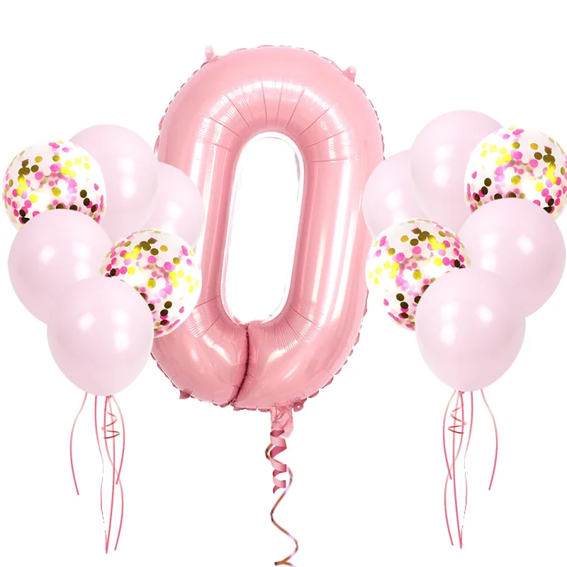 Вечерние воздушные шары из фольги с изображением единорога, гелий, розовый латексный шар принцессы с номером 1. Украшения для дня рождения Детские балоны - Цвет: ZG pink set 0