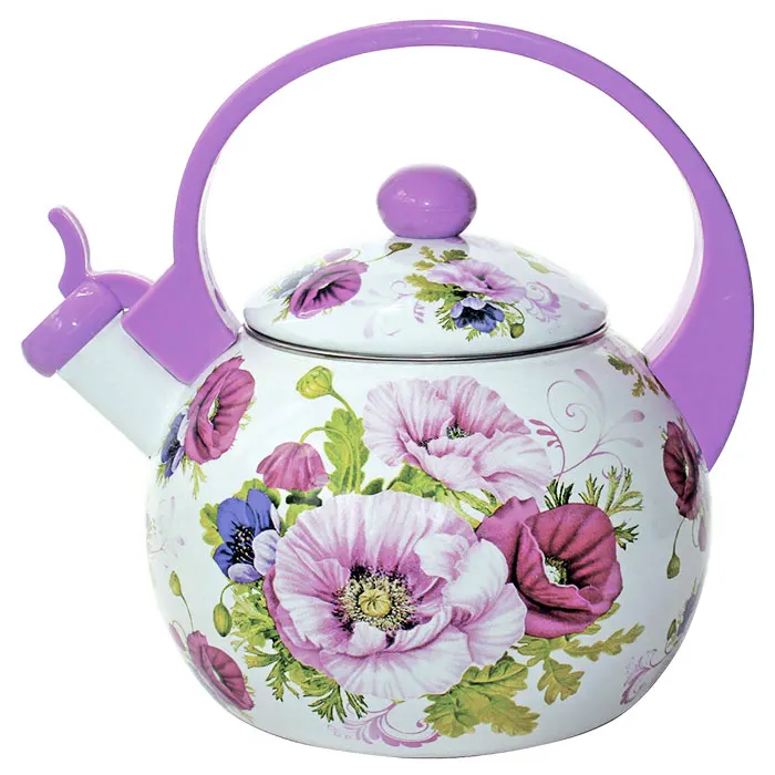 Enameled Kettle With Whistle Em25001/14 Metalloni "gentle Poppies", 2,5 L Water Pots