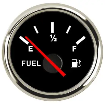 

1pc 52mm Pointer Type Black Fuel Level Gauges 0-190ohm White Fuel Level Meters 9-32v for Auto Boat Truck with Red Backlight