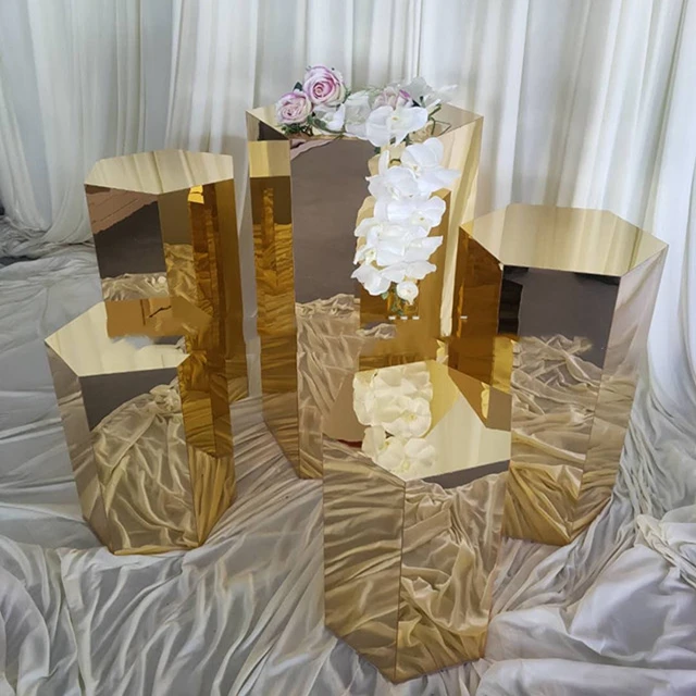 

5pcs/set)Luxury Wedding decoration backdrop display stand round Pedestal Stands dessert table props cylinder plinth pedestal1871