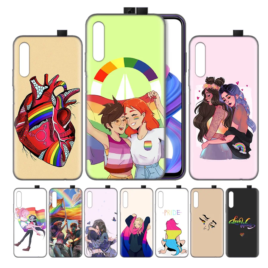 

Silicone Case Cover for Huawei Honor 8X 8C 8A 8S 9X 10 20 20i V20 Play Y5 Y7 Y9 Lite Pro Prime 2019 Nova 4e LGBTQ heart LGBT lov