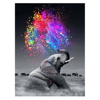 

Dpsprue Full 5D DIY Square/Round Drill Diamond Painting "Animal Elephant" Diamond Embroidery Cross Stitch 3D Decor Gift DF211