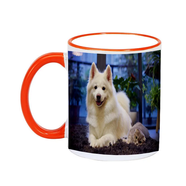 Coffee Mugs Color Handle Ceramic Cup Custom Picture DIY Photo Couple Friends Family Creative Coffee Mug Gift