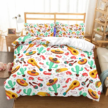 

Cartoon Guitar Bedding Set Bedroom Decor Doona Quilt Cover White Background Hypoallergenic 1PC Duvet Cover with Pillowcase