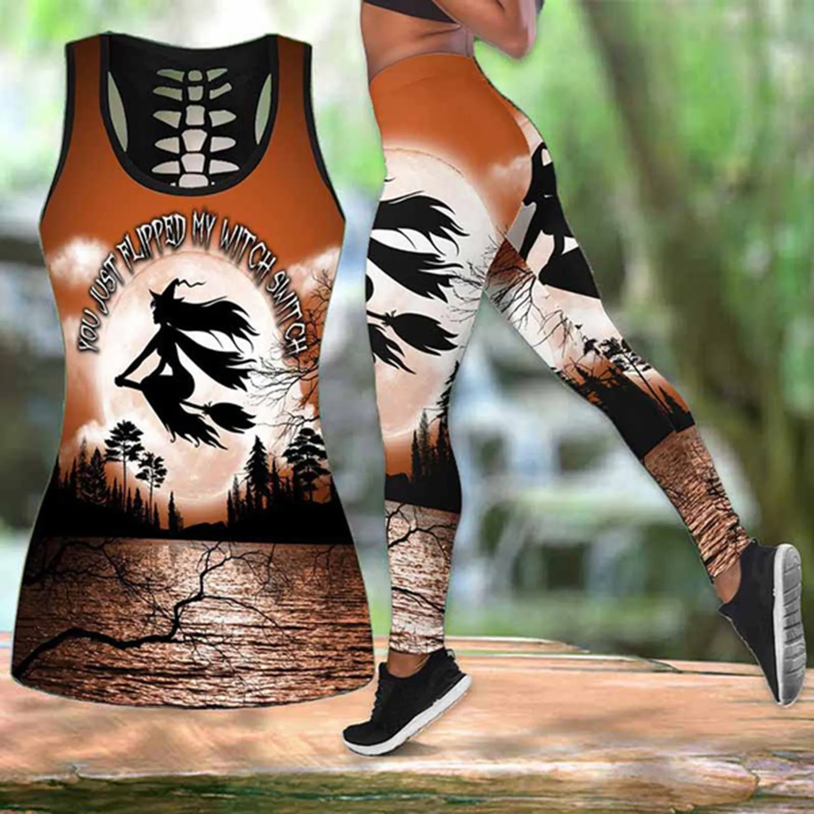 Fashion Print Two Piece Set Sleeveless Tank Vest Top Shorts Women Tracksuit 2021 Summer Fashion Casual Sporty Suits Halloween 2