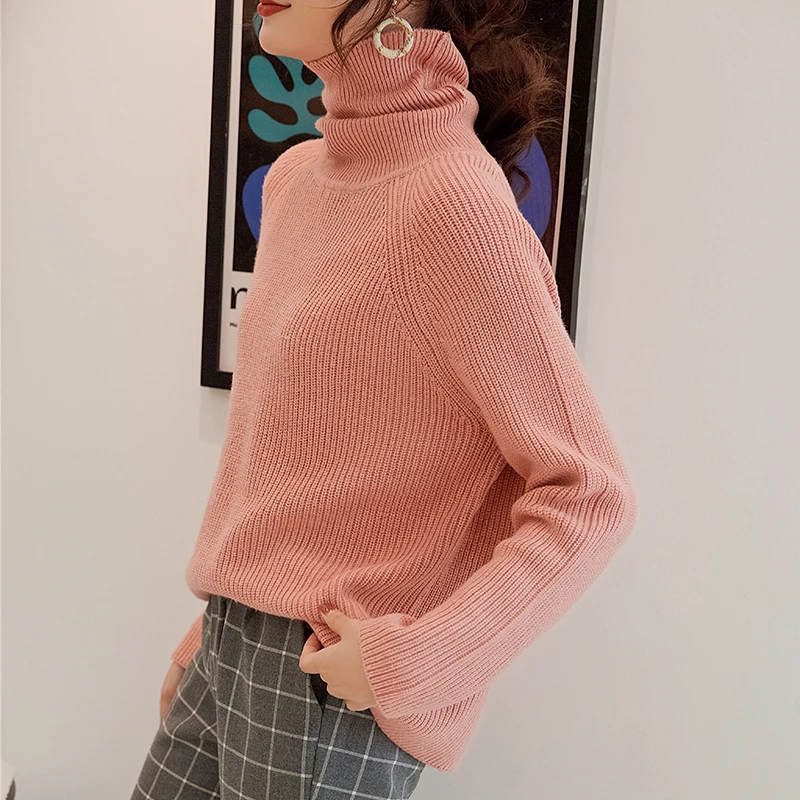Women Pullovers 100% Cashmere and Wool Knitting Sweaters Ladies 2019 Turtleneck Loose Jumpers 5Color Knit Clothes Women Pullovers 100% Cashmere and Wool Knitting Sweaters Ladies 2019 Turtleneck Loose Jumpers 5Color Knit Clothes